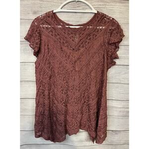 Torrid 2X Wild Ginger Lace Flutter Sleeve Boho Tunic Top NWT